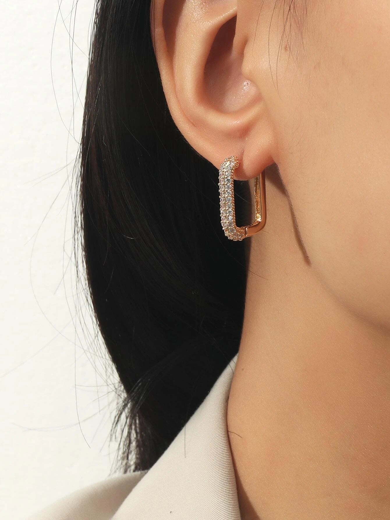 Zircon Fancy Hoop Earrings - HDJ 178