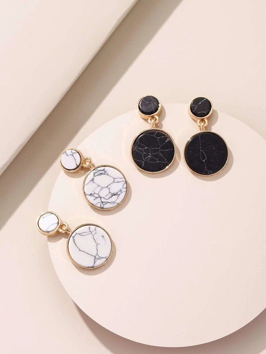 2pairs Marble Pattern Drop Earrings - HDJ 181