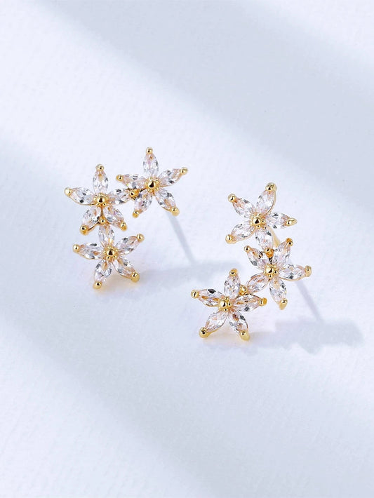 Zircon Flower Stud Earrings - HDJ 183