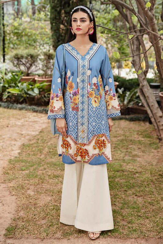 Jade Solitaire Digital Print Embroidered Kurti Unstitched 1 Piece - SK-19775