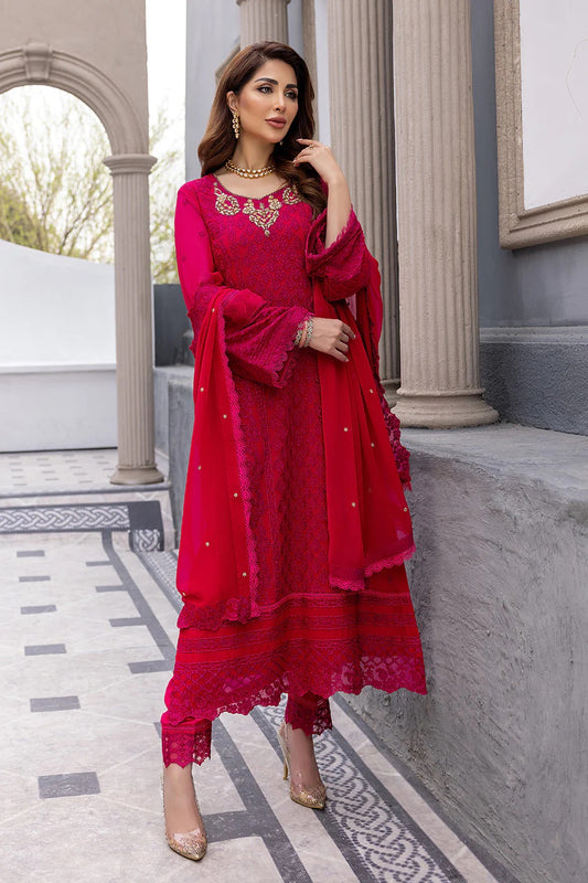 Ensembles By Azure Embroidered Chiffon Suits Unstitched 3 Piece AZ-19a-Rosylicious - Festive Collection