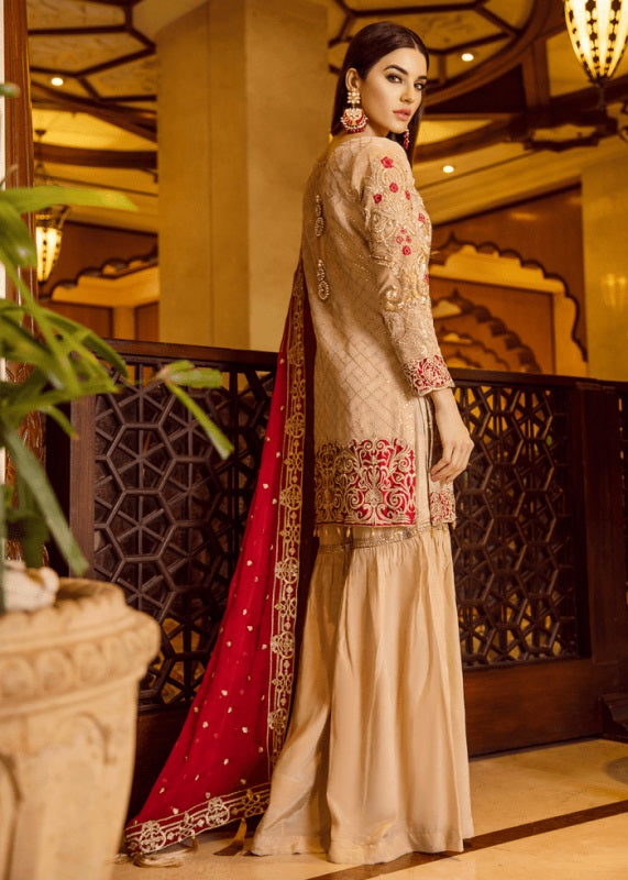 Serene Luxury Chiffon Unstitched 3 Piece Suit - 01 Chryseis Ruby