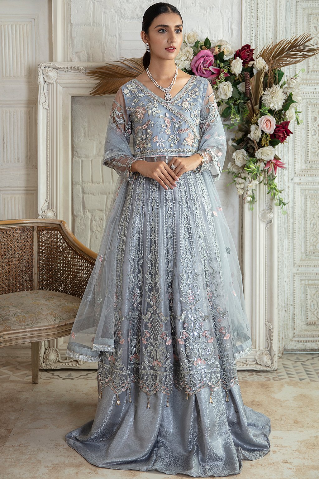 Emaan Adeel Embroidered Chiffon Dress Unstitched 3piece - LE 01