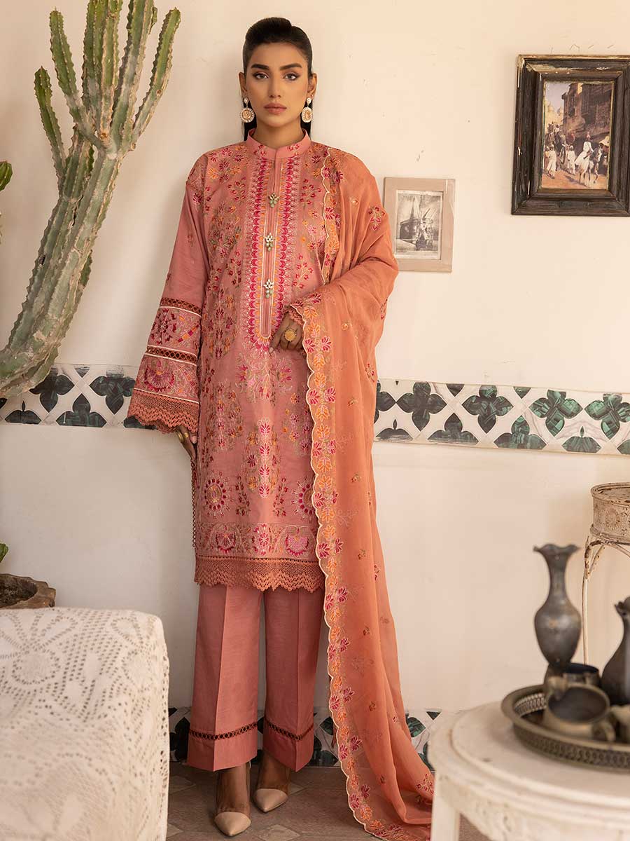 Majestic Embroidered Lawn Dress Unstitched 3pc D-01