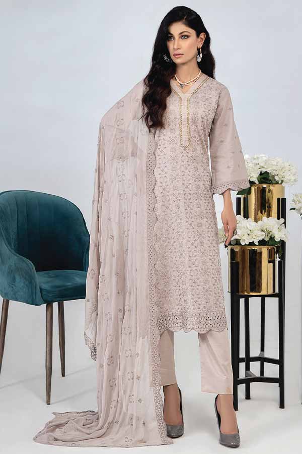 Breeze by Aalaya Embroidered Chikankari Lawn 3 piece Unstitched Dress - D01