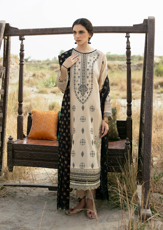 Qalamkar Qline Embroidered Festive Lawn Unstitched 3 Piece Suit - EE 01