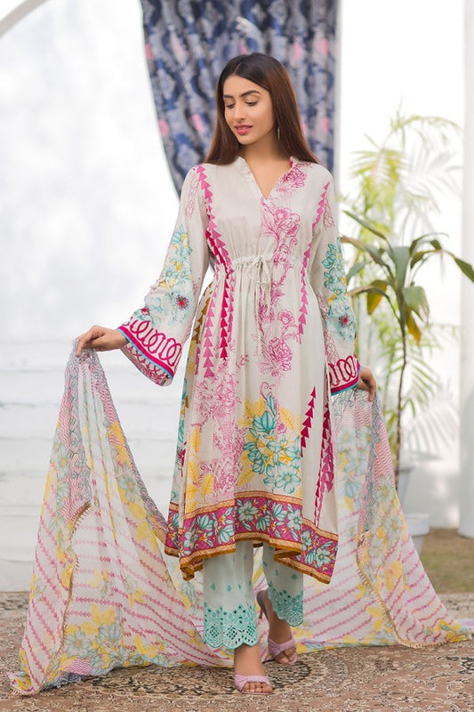 Noor Jahan Embroidered Lawn Unstitched 3 Piece Suit - SS01