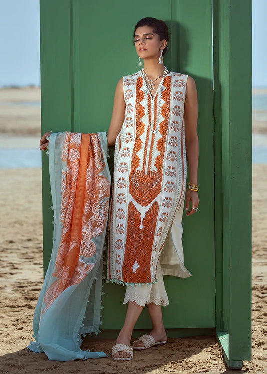 Crimson Embroidered Lawn Suits Unstitched 3 Piece Stories of Santorini -  1A - Mandarin