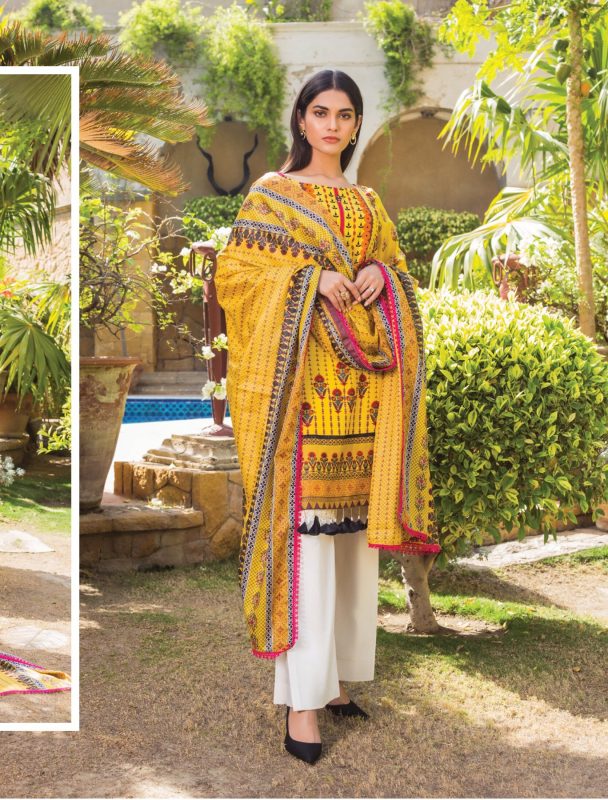 Signature Icon Printed Lawn Unstitched 3 Piece Suit - 1B