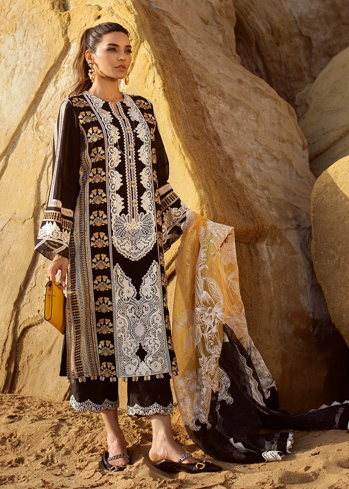 Crimson Embroidered Lawn Suits Unstitched 3 Piece Stories of Santorini - 1B - Onyx