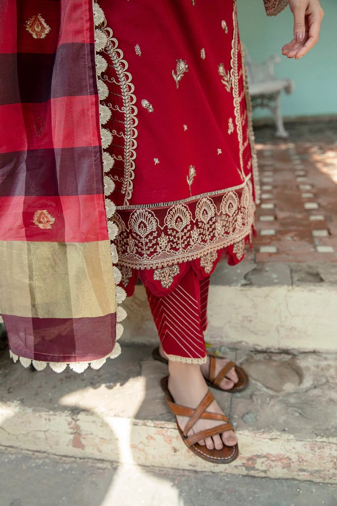 Qline By Qalamkar Embroidered Lawn Suits Unstitched 3 Piece QB-01 ROSA