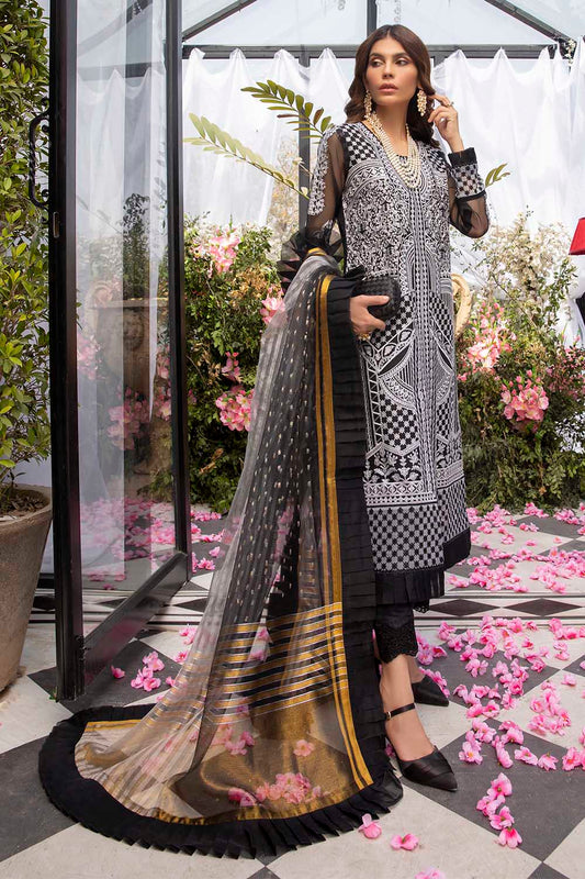 Azure Luxe Festive Organza 3 Piece Unstitched Suit - 02 MidNight Dew