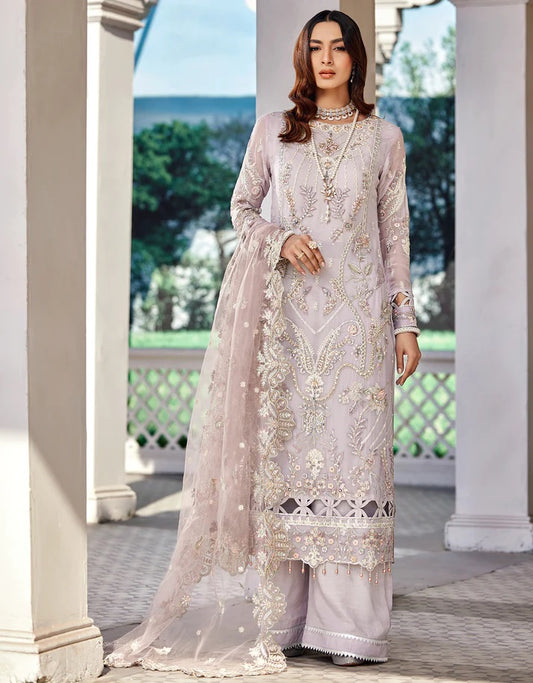 Nafasat By Emaan Adeel Embroidered Chiffon Suits Unstitched 3 Piece NF-201 - Luxury Collection
