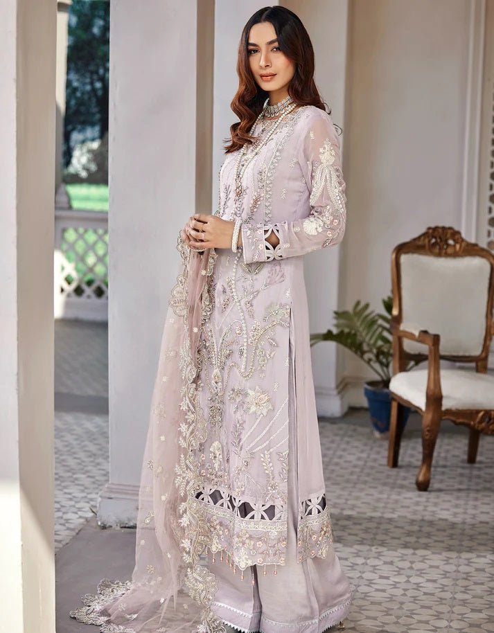 Nafasat By Emaan Adeel Embroidered Chiffon Suits Unstitched 3 Piece NF-201 - Luxury Collection
