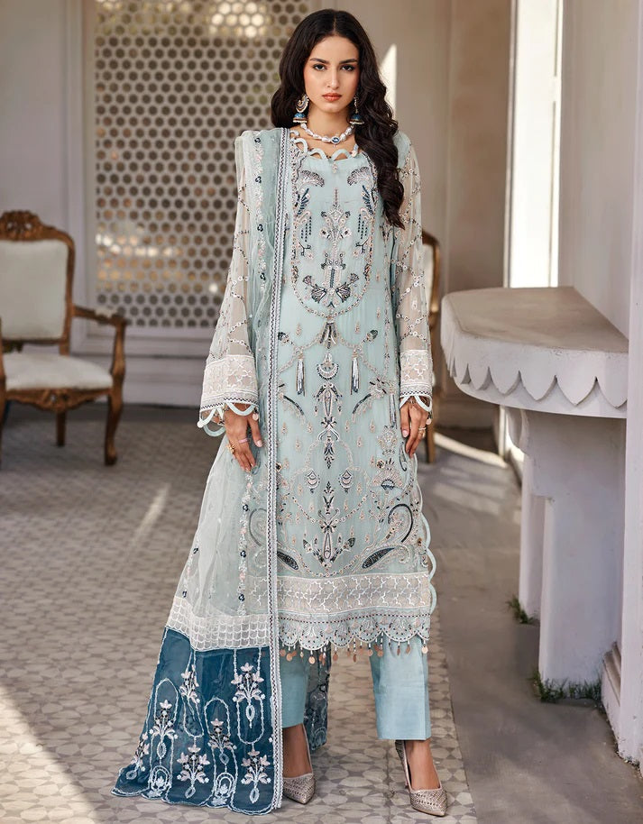 Nafasat By Emaan Adeel Embroidered Chiffon Suits Unstitched 3 Piece NF-202 - Luxury Collection