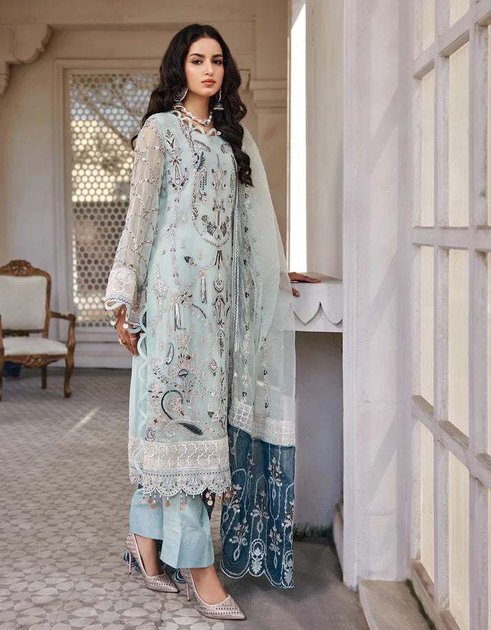 Nafasat By Emaan Adeel Embroidered Chiffon Suits Unstitched 3 Piece NF-202 - Luxury Collection
