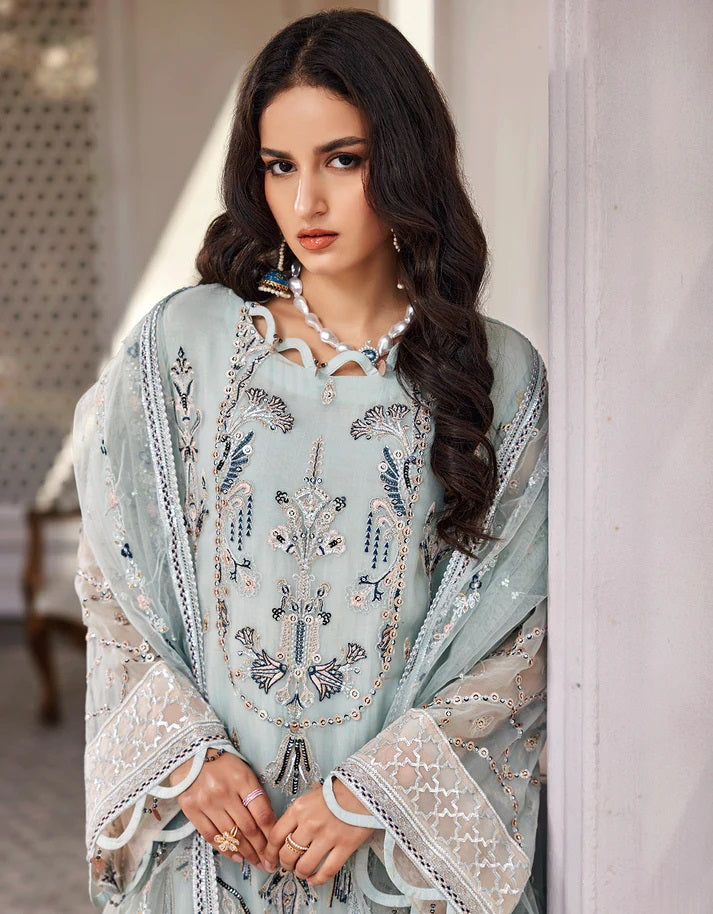Nafasat By Emaan Adeel Embroidered Chiffon Suits Unstitched 3 Piece NF-202 - Luxury Collection