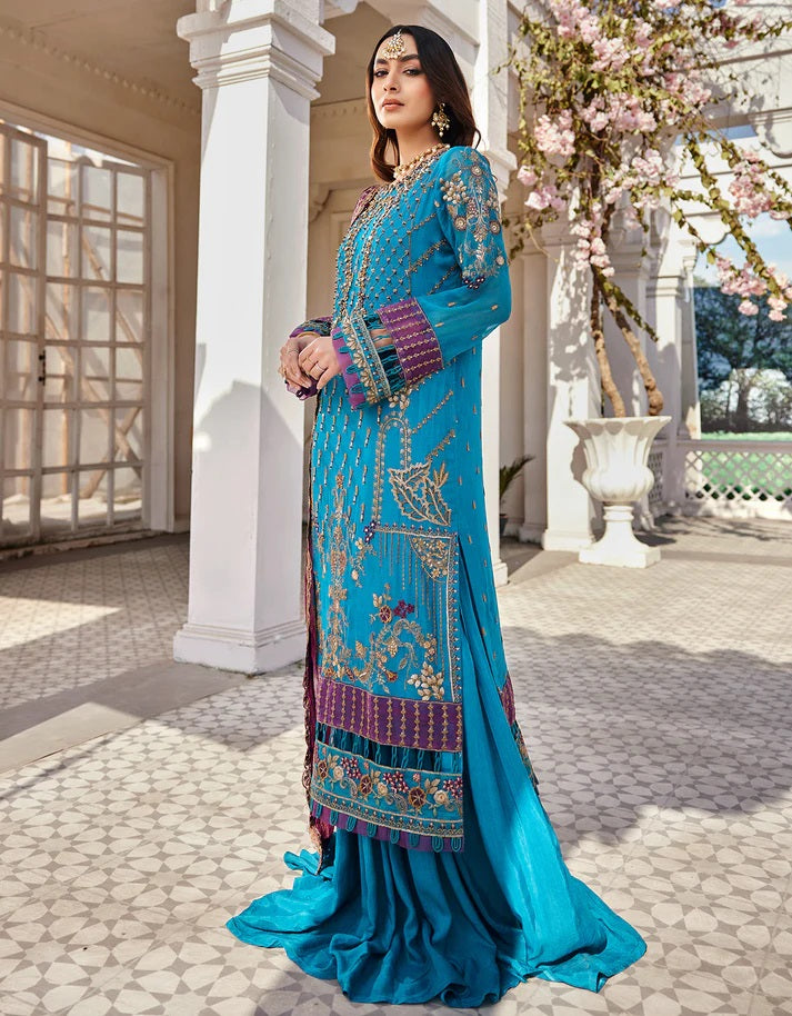 Nafasat By Emaan Adeel Embroidered Chiffon Suits Unstitched 3 Piece NF-203 - Luxury Collection