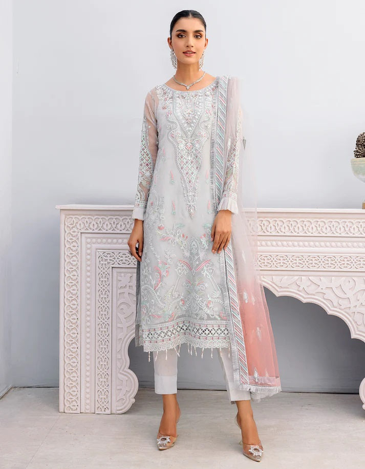 Value Edition By Emaan Adeel Embroidered Organza Suits Unstitched 3 Piece VE-204 - Luxury Collection