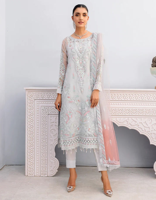 Value Edition By Emaan Adeel Embroidered Organza Suits Unstitched 3 Piece VE-204 - Luxury Collection