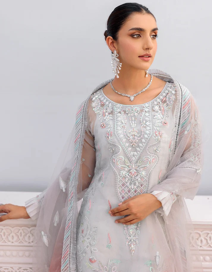 Value Edition By Emaan Adeel Embroidered Organza Suits Unstitched 3 Piece VE-204 - Luxury Collection