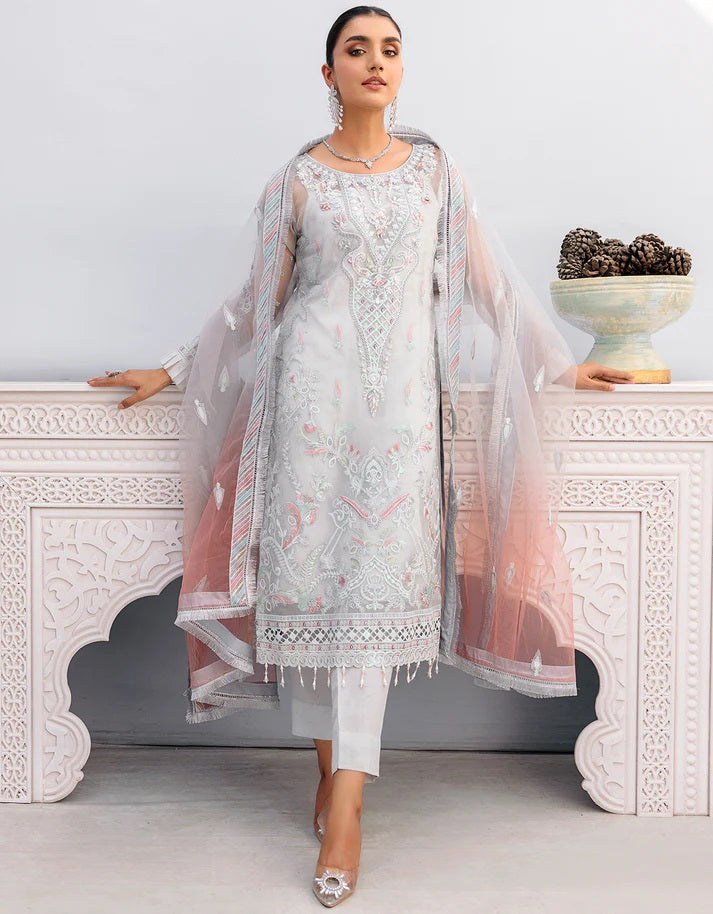 Value Edition By Emaan Adeel Embroidered Organza Suits Unstitched 3 Piece VE-204 - Luxury Collection