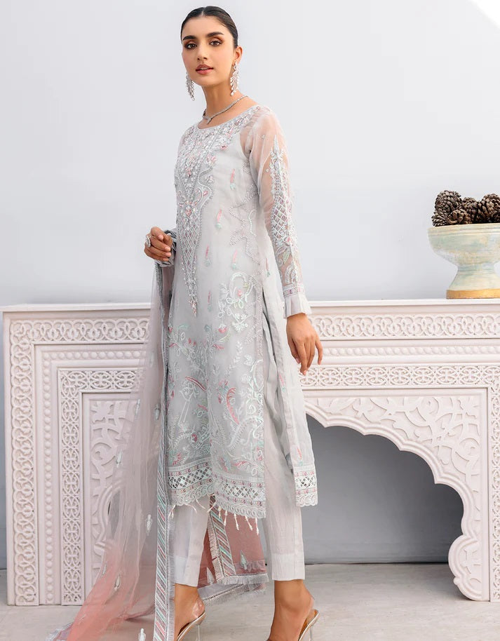 Value Edition By Emaan Adeel Embroidered Organza Suits Unstitched 3 Piece VE-204 - Luxury Collection