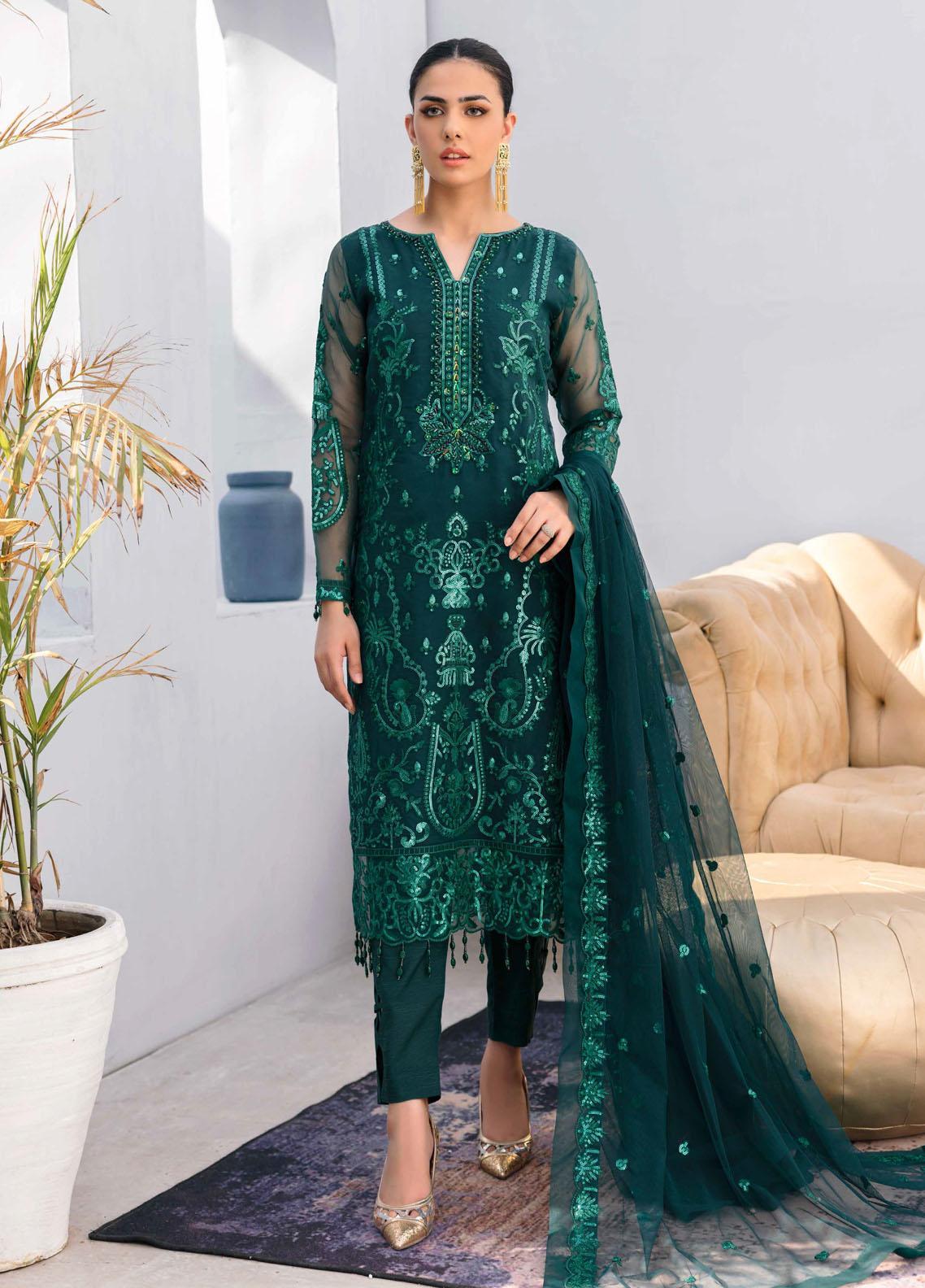 Value Edition By Emaan Adeel Embroidered Organza Suits Unstitched 3 Piece VE-205 - Luxury Collection