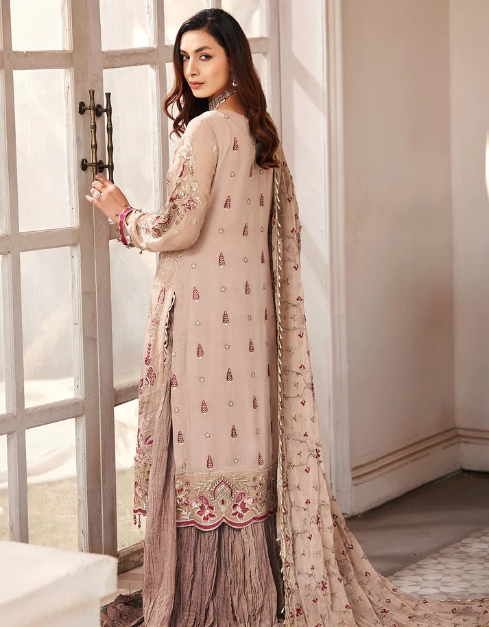 Nafasat By Emaan Adeel Embroidered Chiffon Suits Unstitched 3 Piece NF-205 - Luxury Collection