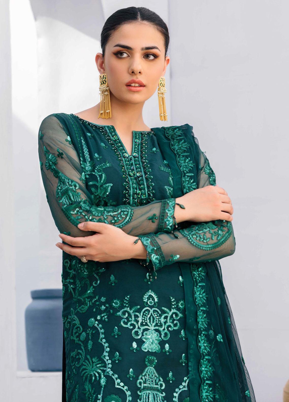 Value Edition By Emaan Adeel Embroidered Organza Suits Unstitched 3 Piece VE-205 - Luxury Collection