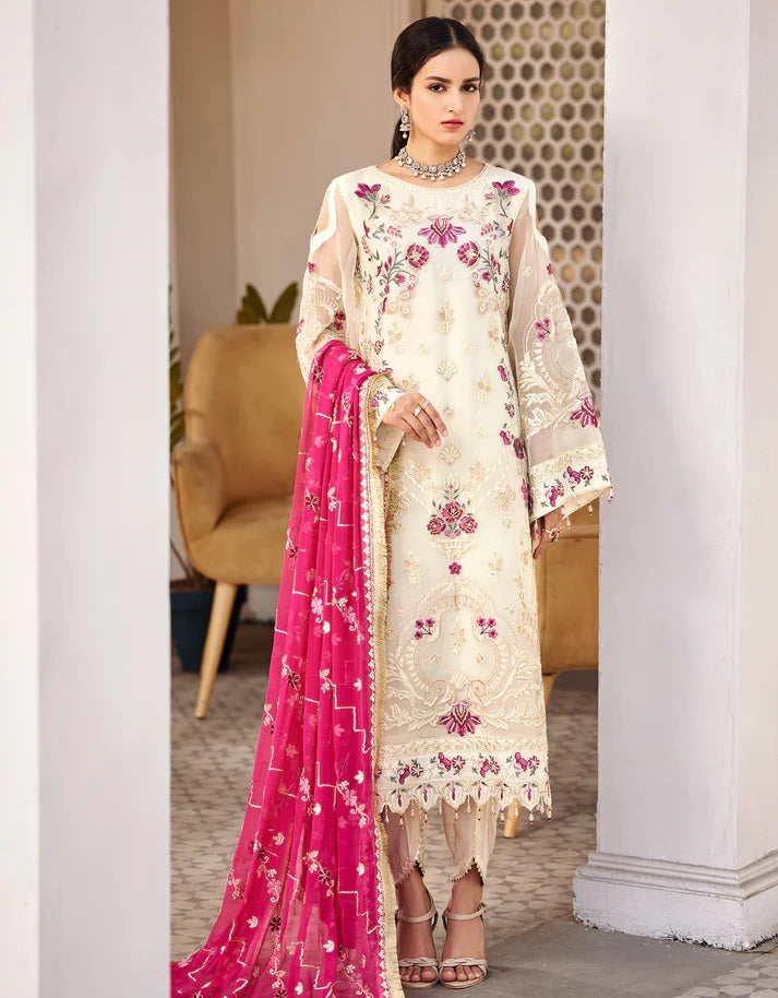 Nafasat By Emaan Adeel Embroidered Organza Suits Unstitched 3 Piece NF-207 - Luxury Collection