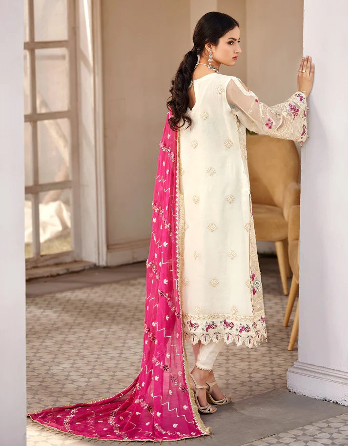 Nafasat By Emaan Adeel Embroidered Organza Suits Unstitched 3 Piece NF-207 - Luxury Collection
