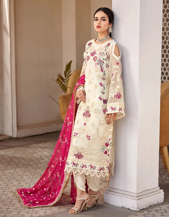 Nafasat By Emaan Adeel Embroidered Organza Suits Unstitched 3 Piece NF-207 - Luxury Collection