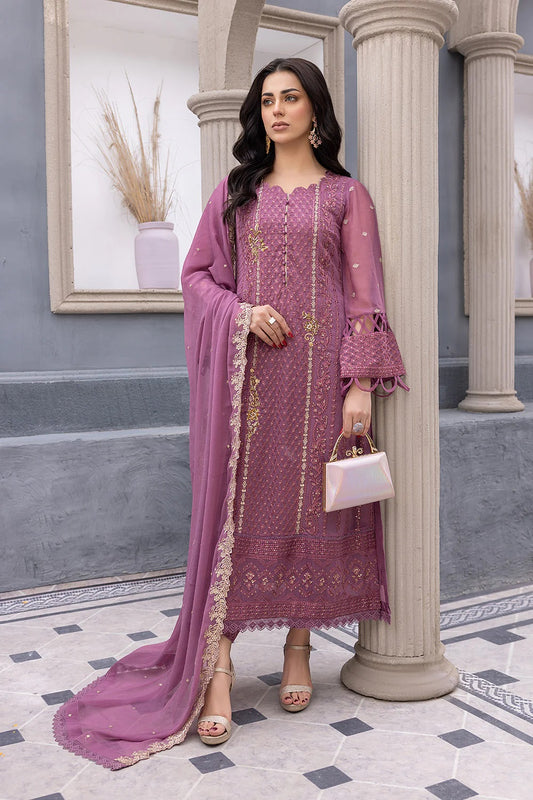 Ensembles By Azure Embroidered Chiffon Suits Unstitched 3 Piece AZ-20-Blushing Bezel - Festive Collection