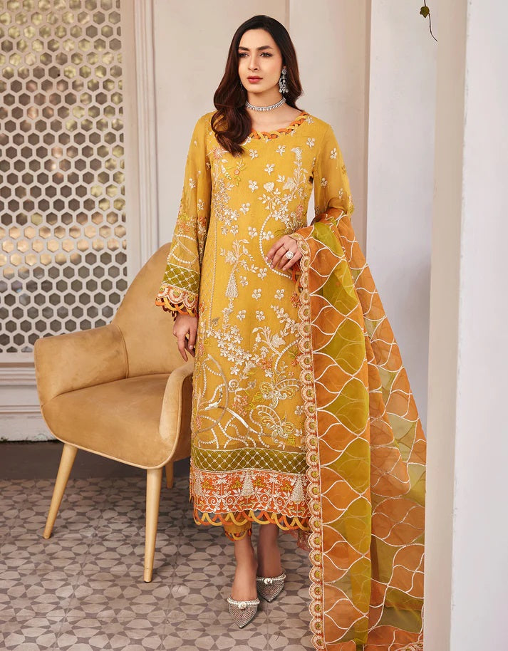 Nafasat By Emaan Adeel Embroidered Organza Suits Unstitched 3 Piece NF-210 - Luxury Collection