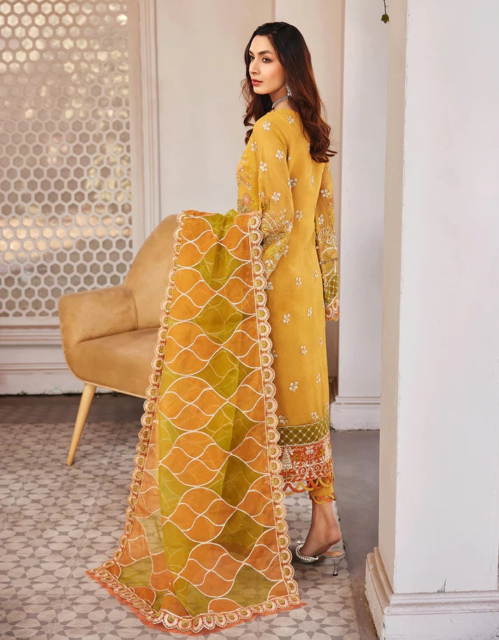 Nafasat By Emaan Adeel Embroidered Organza Suits Unstitched 3 Piece NF-210 - Luxury Collection