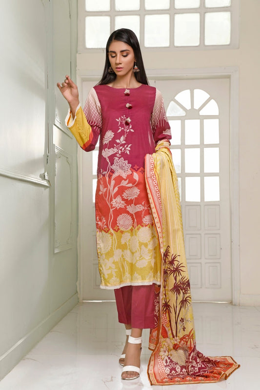 Ittehad Crystal Printed Lawn Unstitched 3 Piece Suit - LF-CL-21115-A-Summer Collection