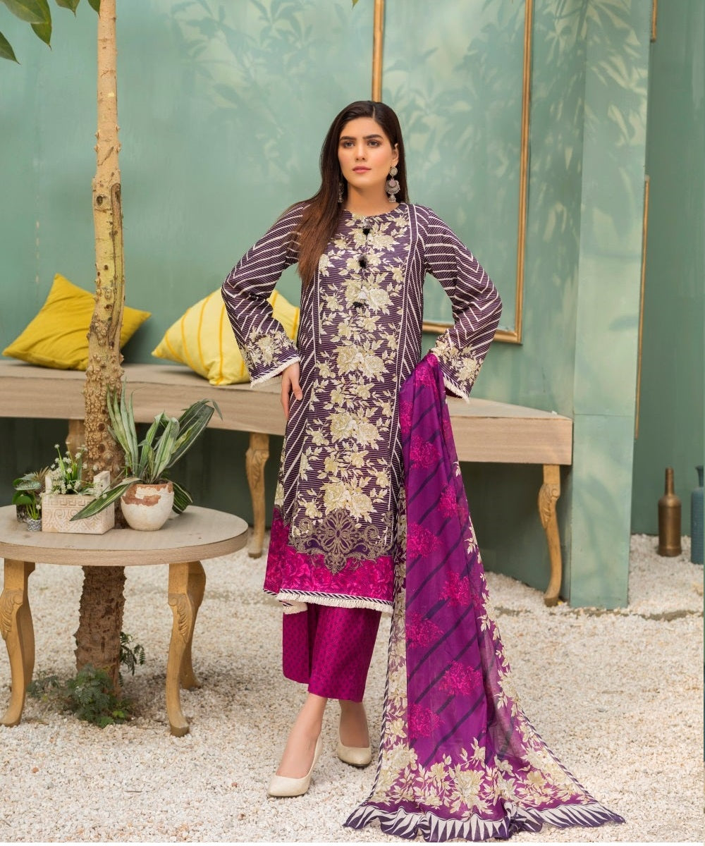 Ittehad Crystal Printed Lawn Unstitched 3 Piece Suit - LF-CL-21134A - Summer Collection