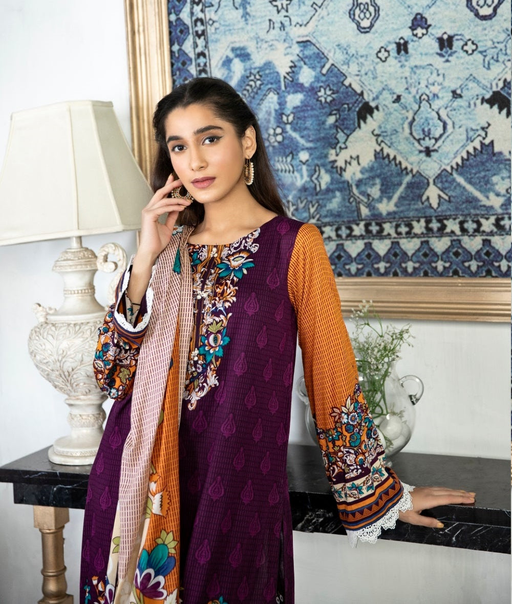 Ittehad Crystal Printed Lawn Unstitched 3 Piece Suit - LF-CL-21143A - Summer Collection