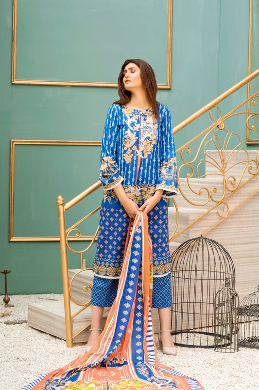 Ittehad Crystal Printed Lawn Unstitched 3 Piece Suit - LF-CL-21145B - Summer Collection