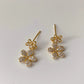 Rhinestone Flower Drop Earrings - HDJ 214