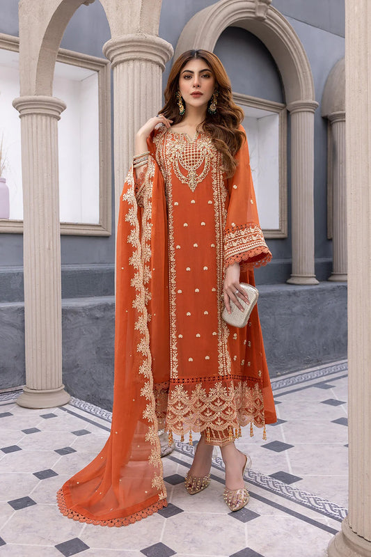 Ensembles By Azure Embroidered Chiffon Suits Unstitched 3 Piece AZ-21-Rustic Bloom - Festive Collection