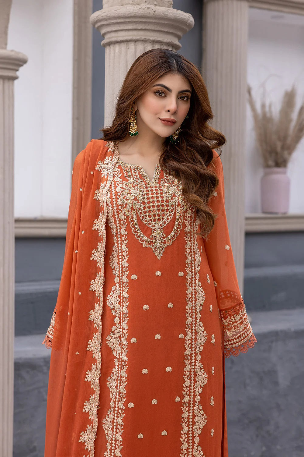 Ensembles By Azure Embroidered Chiffon Suits Unstitched 3 Piece AZ-21-Rustic Bloom - Festive Collection
