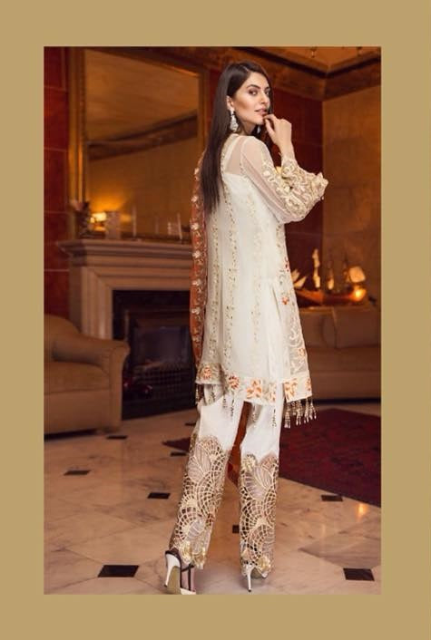 Zebtan Zircon Embroidered Chiffon Unstitched 3 Piece Suit - ZQ-02