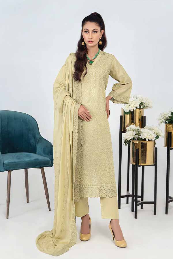 Breeze by Aalaya Embroidered Chikankari Lawn 3 piece Unstitched Dress - D02