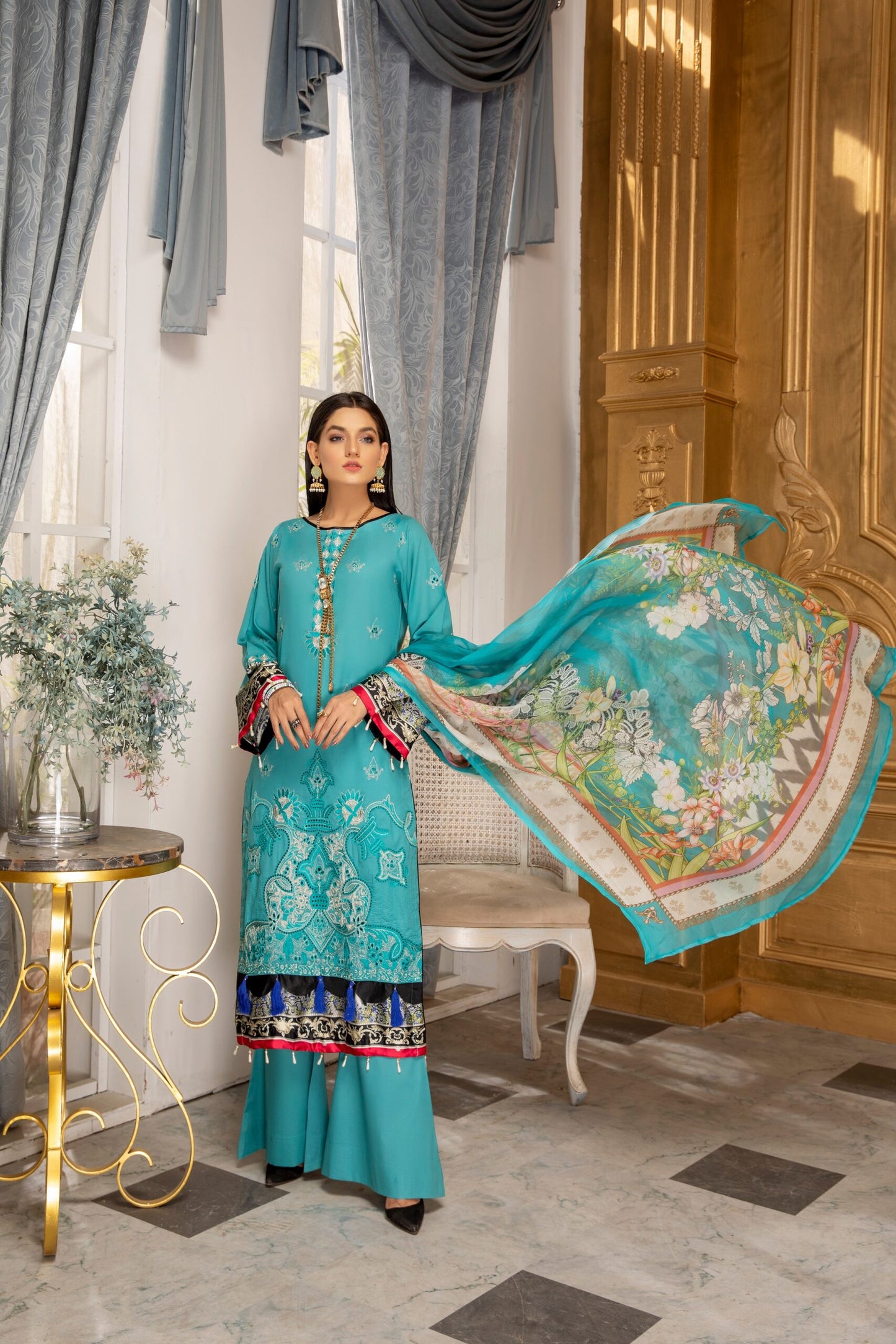 Kalyan Embroidered Chikankari Lawn Unstitched 3 Piece Suit - K5-2