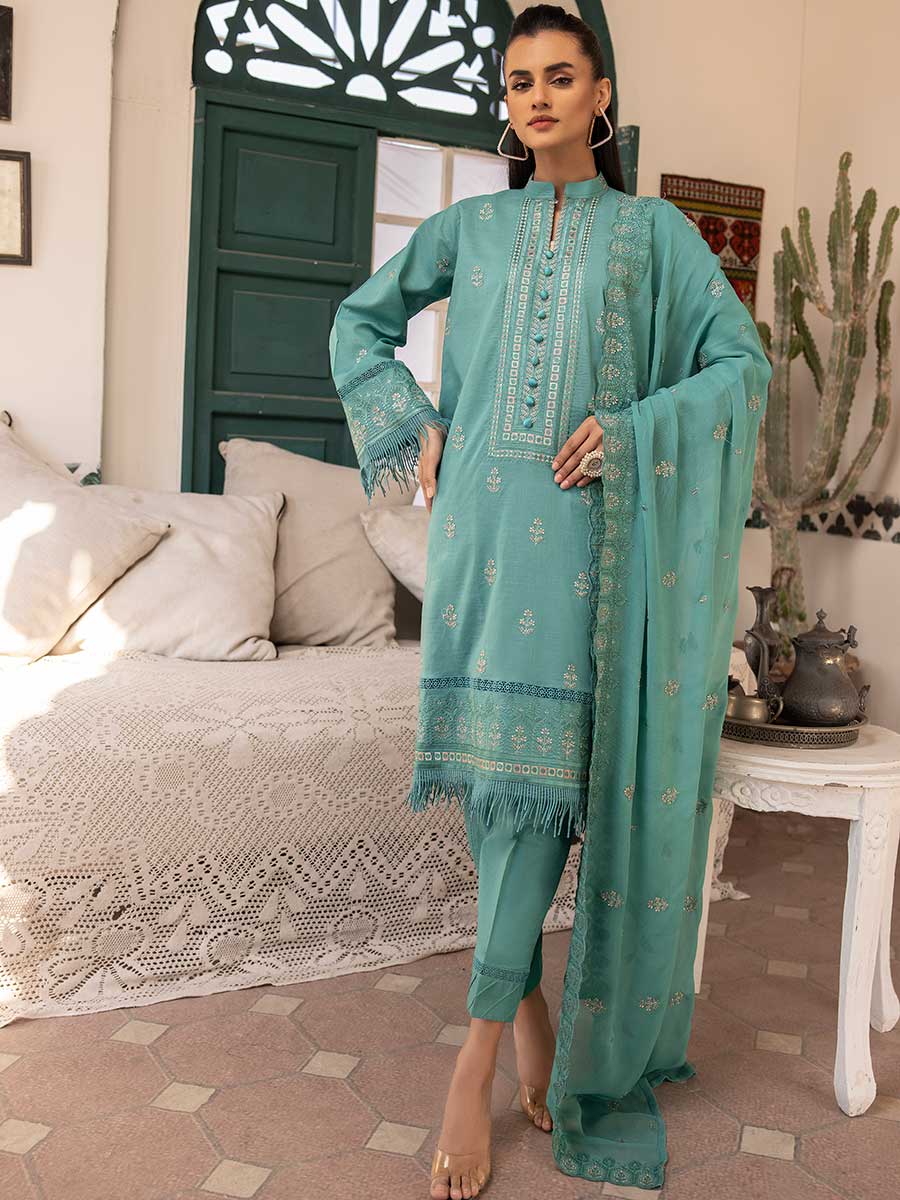 Majestic Embroidered Lawn Dress Unstitched 3pc D-02