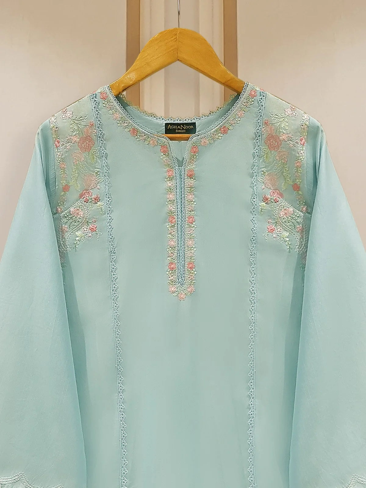 Agha Noor Pure Jacquard Lawn Embroidered Stitched Shirt HD-427601
