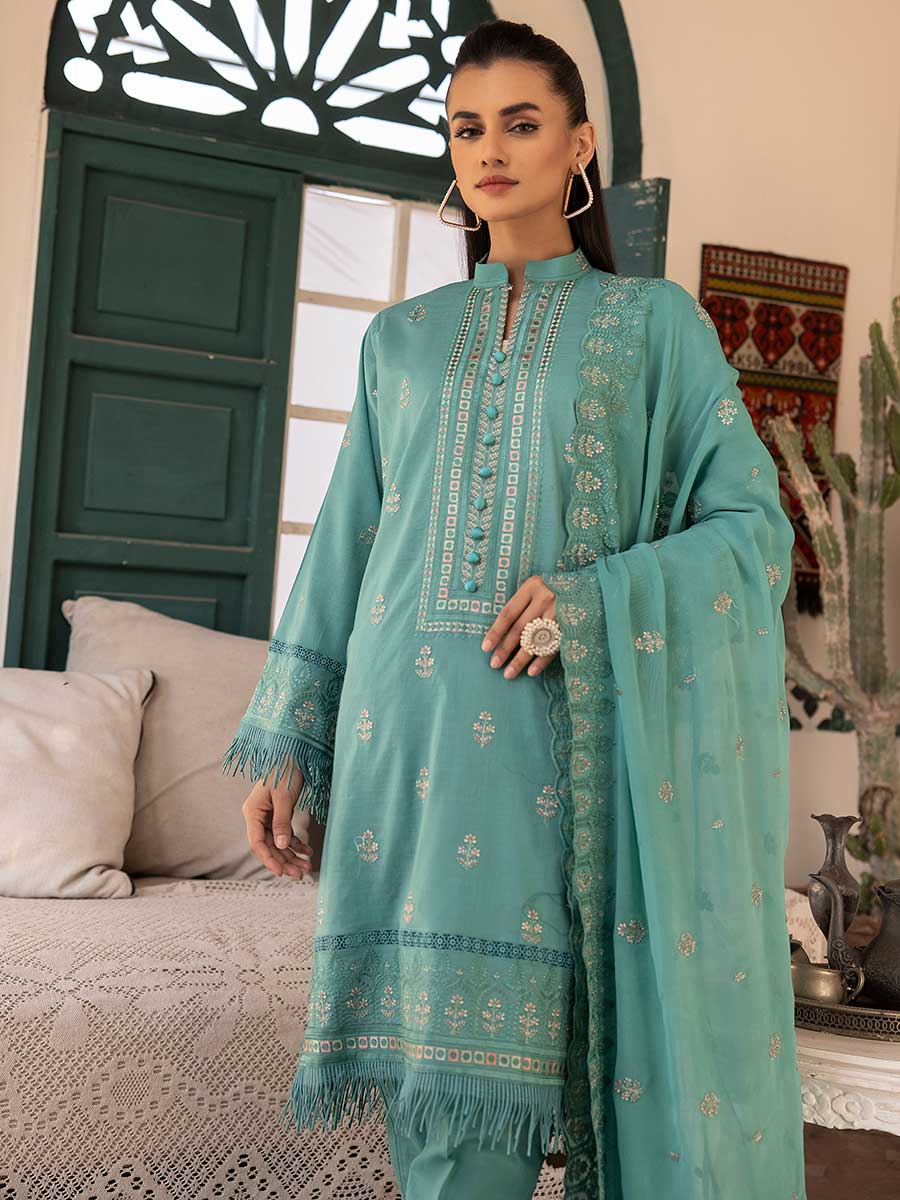 Majestic Embroidered Lawn Dress Unstitched 3pc D-02