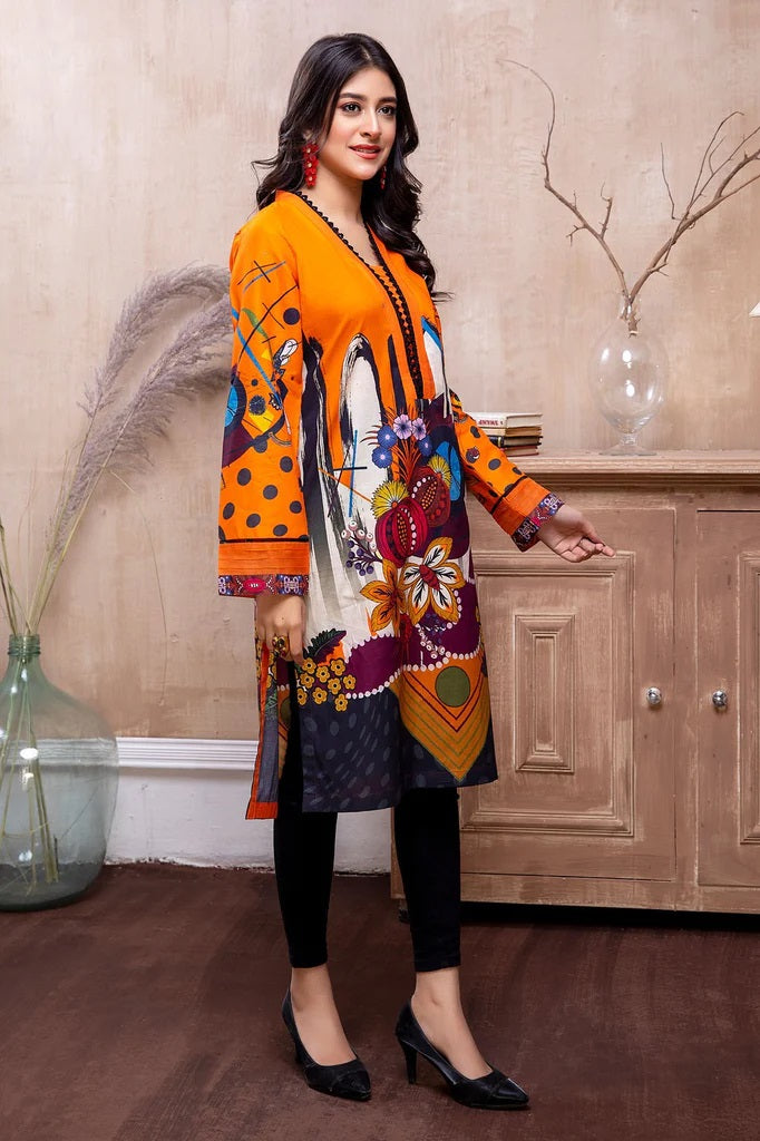 Adan Libas Printed Cambric Stitched Kurti - C1 02 Bush Lily